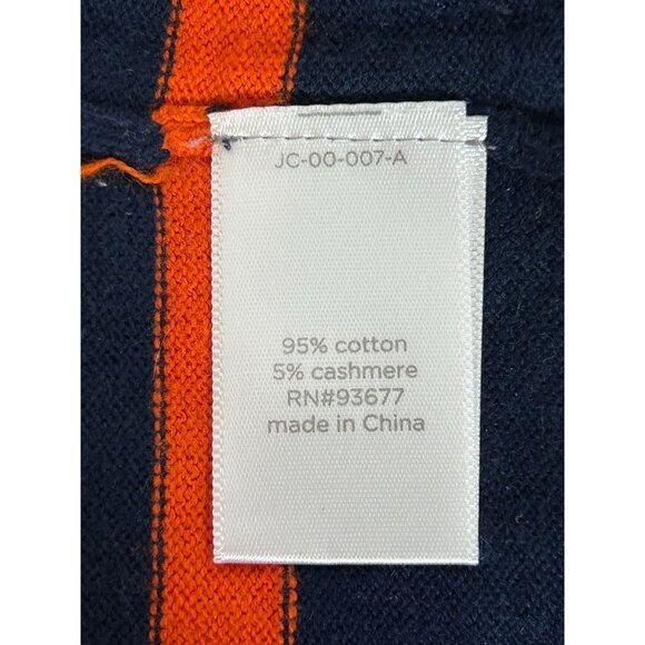 JCPenney Men's Stripe V-Neck Cotton/Cashmere Sweater in Blue/Orange - Sz L - Picture 4 of 5